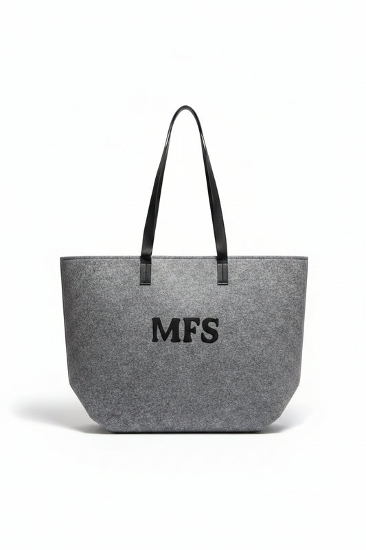 Bolsa de fieltro personalizada con asas de cuero