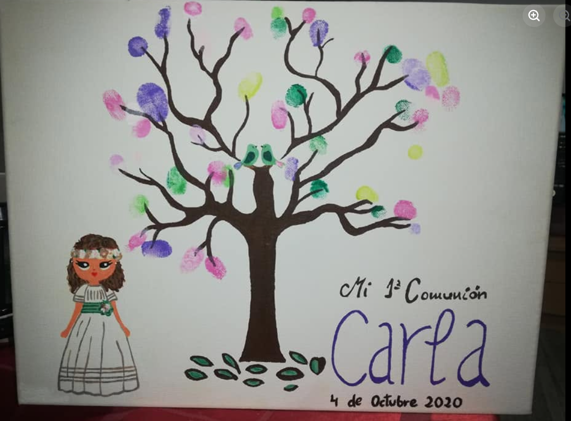 Cuadro de huellas personalizado pintado a mano