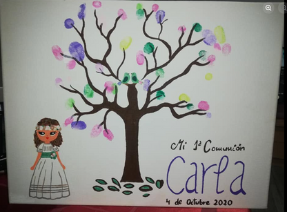 Cuadro de huellas personalizado pintado a mano