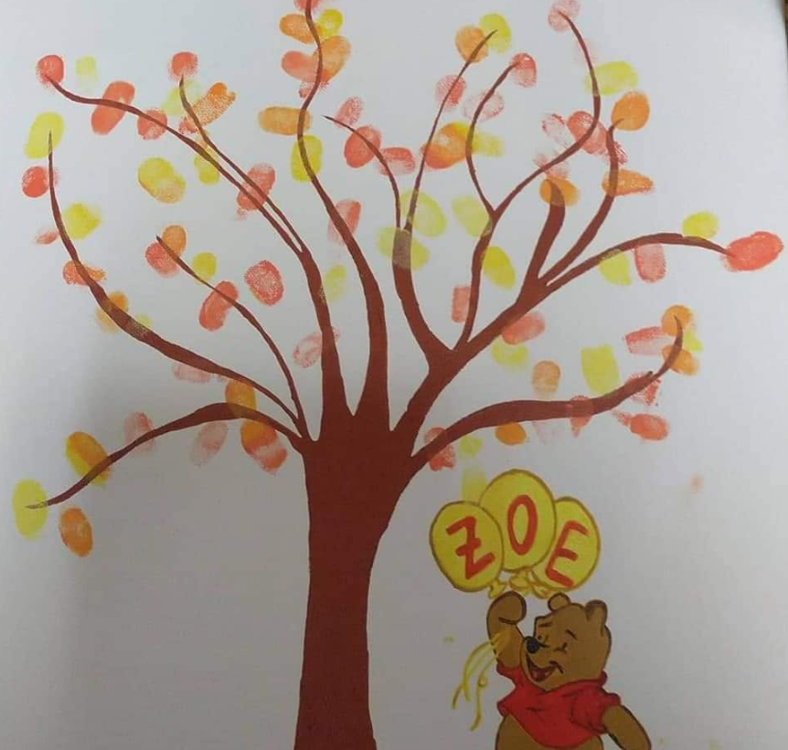 Cuadro de huellas personalizado pintado a mano