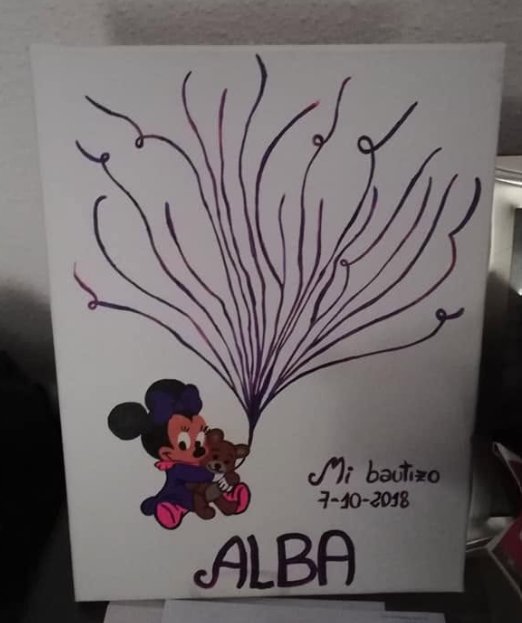 Cuadro de huellas personalizado pintado a mano