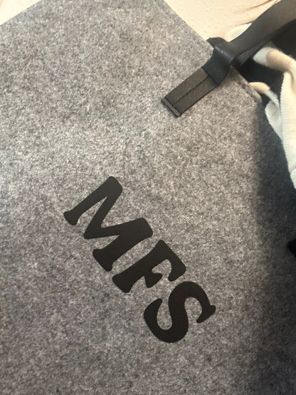 Bolsa de fieltro personalizada con asas de cuero