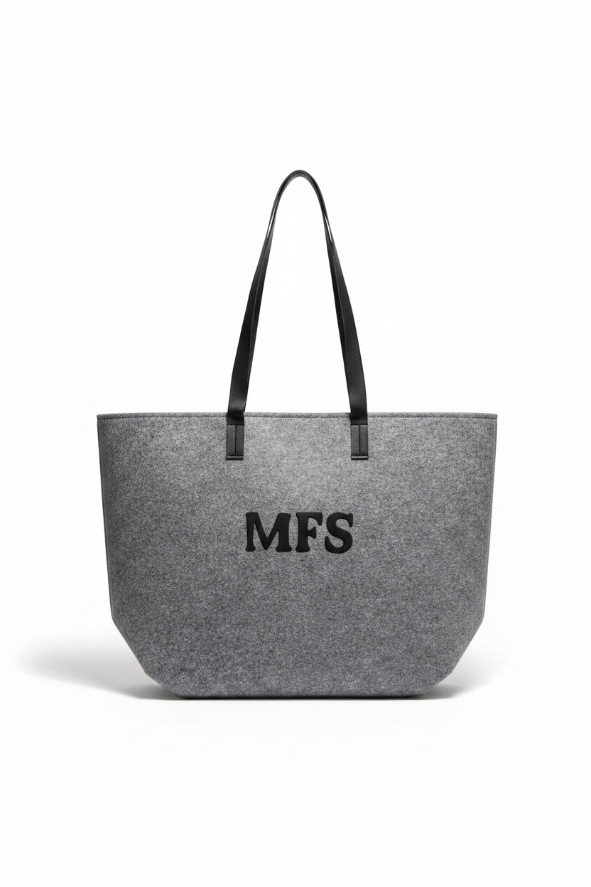 Bolsa de fieltro personalizada con asas de cuero
