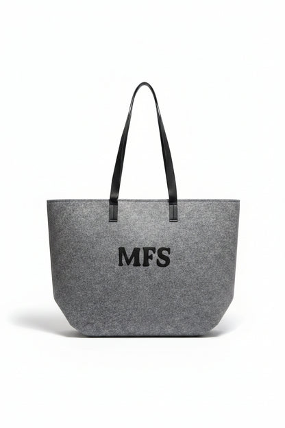 Bolsa de fieltro personalizada con asas de cuero