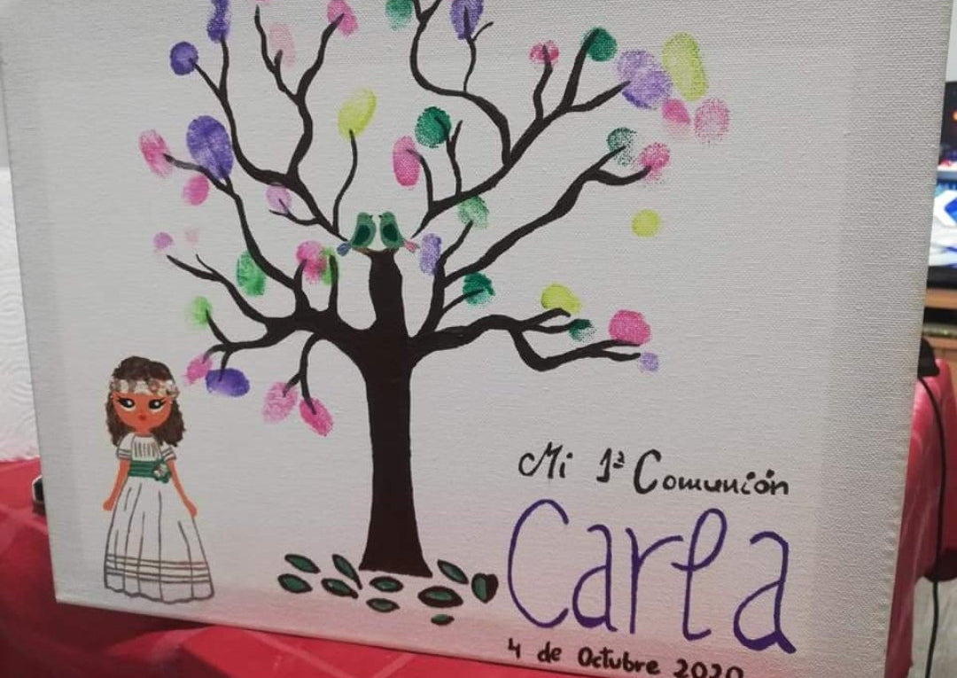 Cuadro de huellas personalizado pintado a mano