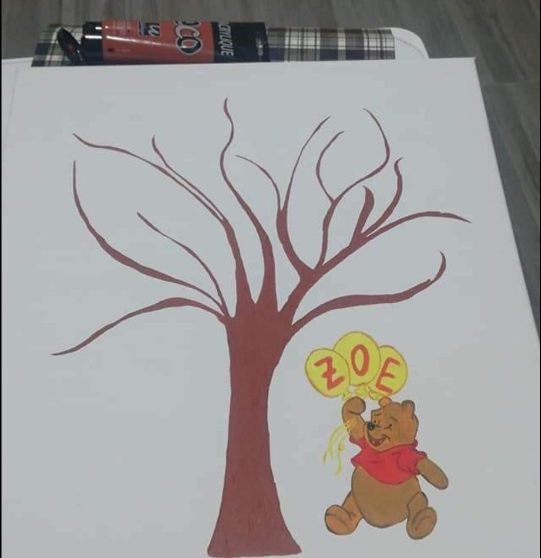 Cuadro de huellas personalizado pintado a mano