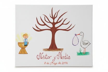 Cuadro de huellas personalizado pintado a mano