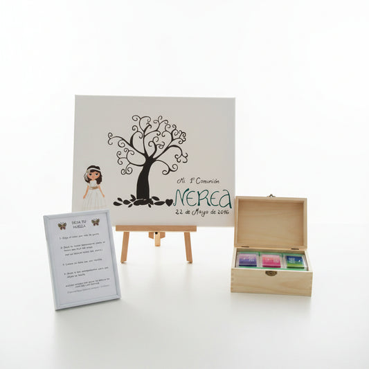Cuadro de huellas personalizado pintado a mano