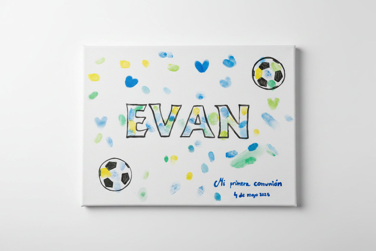Cuadro de huellas personalizado pintado a mano
