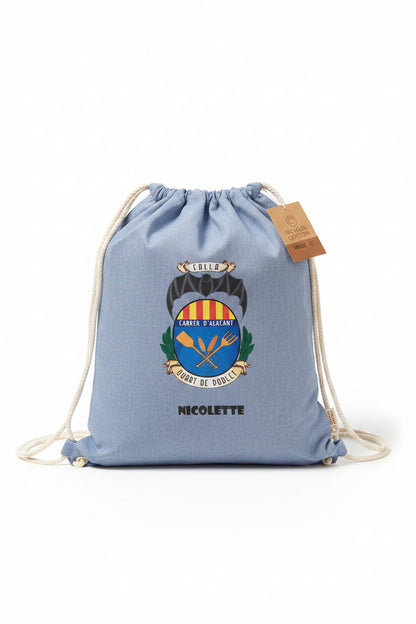 Saco mochila personalizado de algodón reciclado