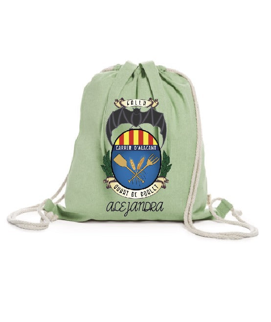 Saco mochila personalizado de algodón reciclado